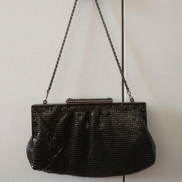 The Limited Black Metal Mesh Clutch Evening Handbag Purse - Picture 11 of 12